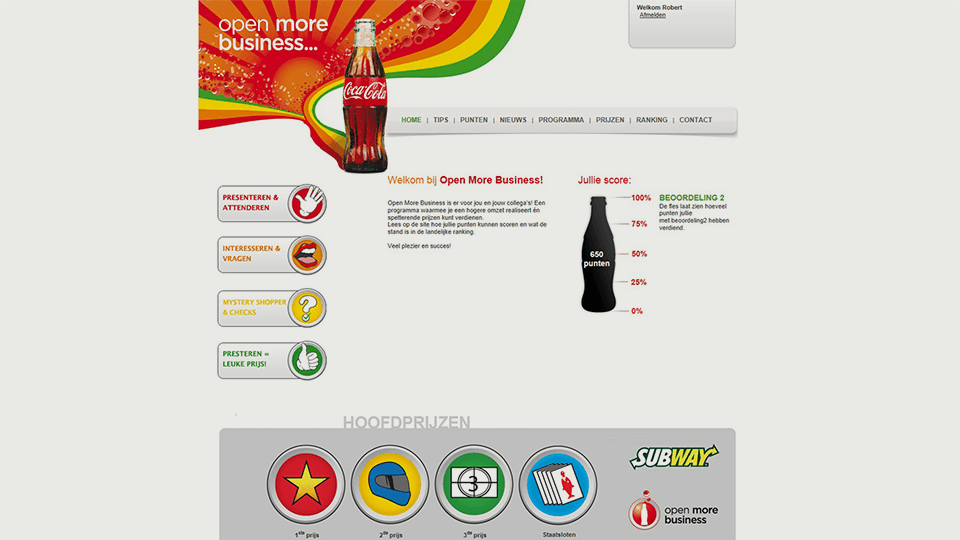 Screenshot of the Coca Cola campaign in 2005.