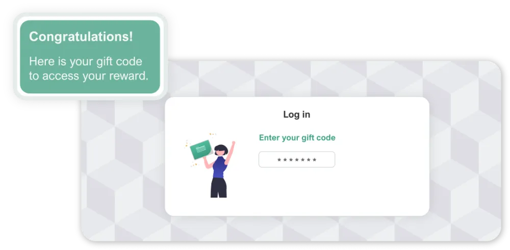 A screenshot showing how to log in on the platform with your gift code